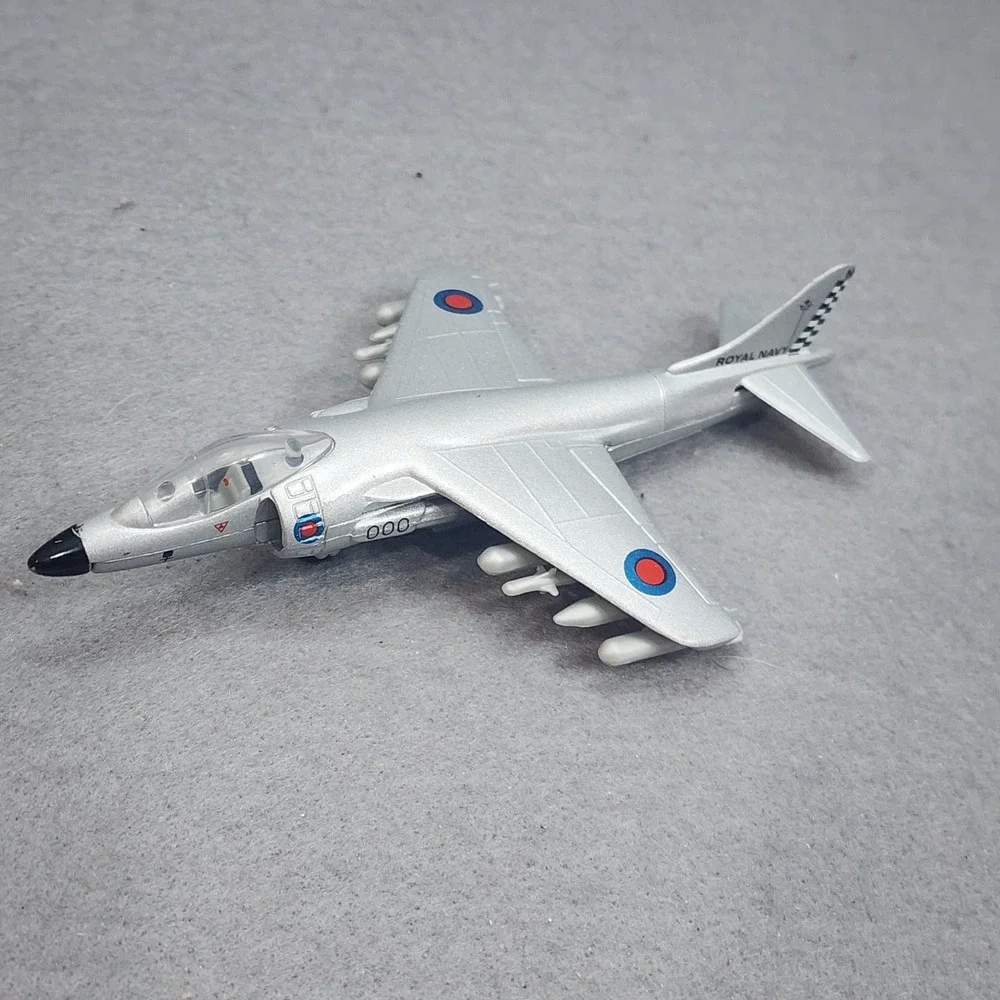 Royal Navy Sea Harrier AV-8B Diecast Model‎ Airplane Silver Military Jet 4.5